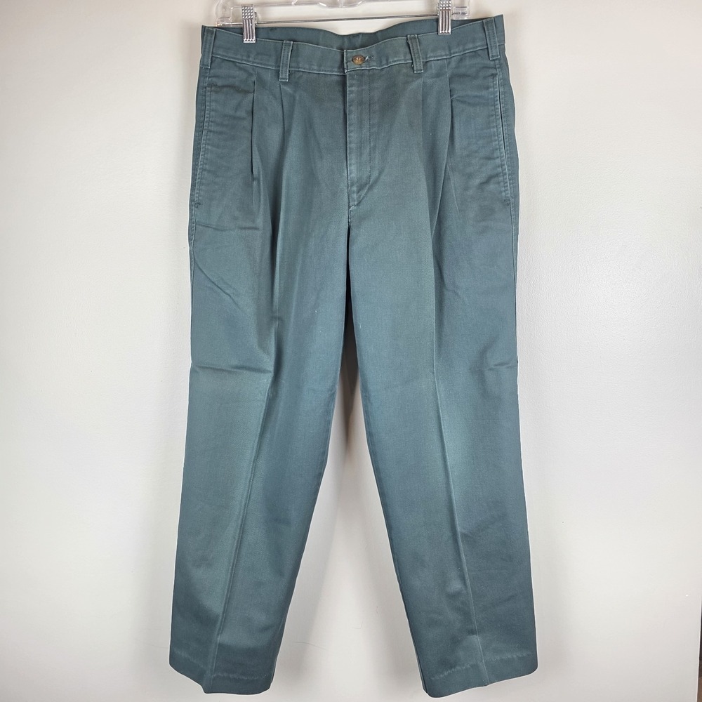 Duxbak green pants‎ Men's 36 x 30 Pleated Vintage 100% cotton. D109